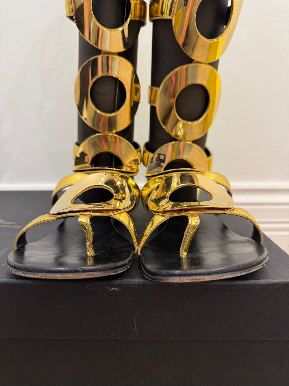 Giuseppe Zanotti Dubai Exclusive Gold Mirror Gladiator Runway Boots 37 - Picture 4 of 15